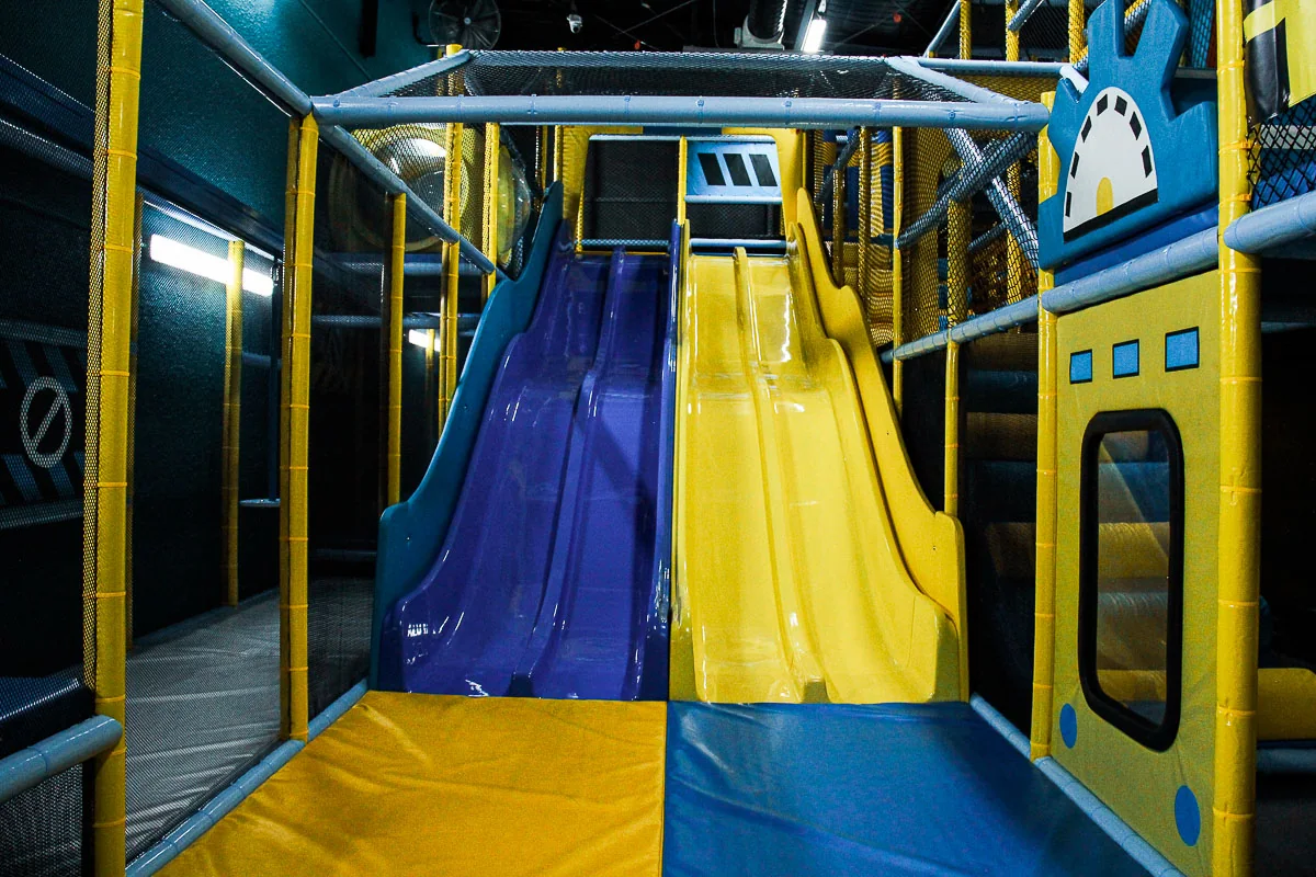 Child swinging on the ninja course