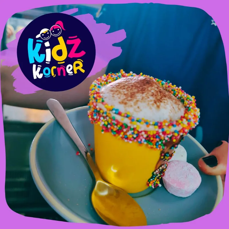 Kids' sprinkle hot chocolate from the café